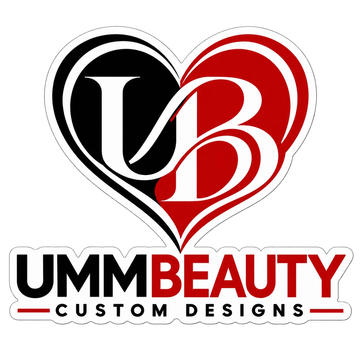 Ummbeauty Custom Designs red and black heart logo